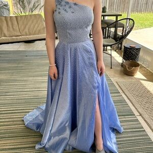 Elegant Blue One-Shoulder Dress